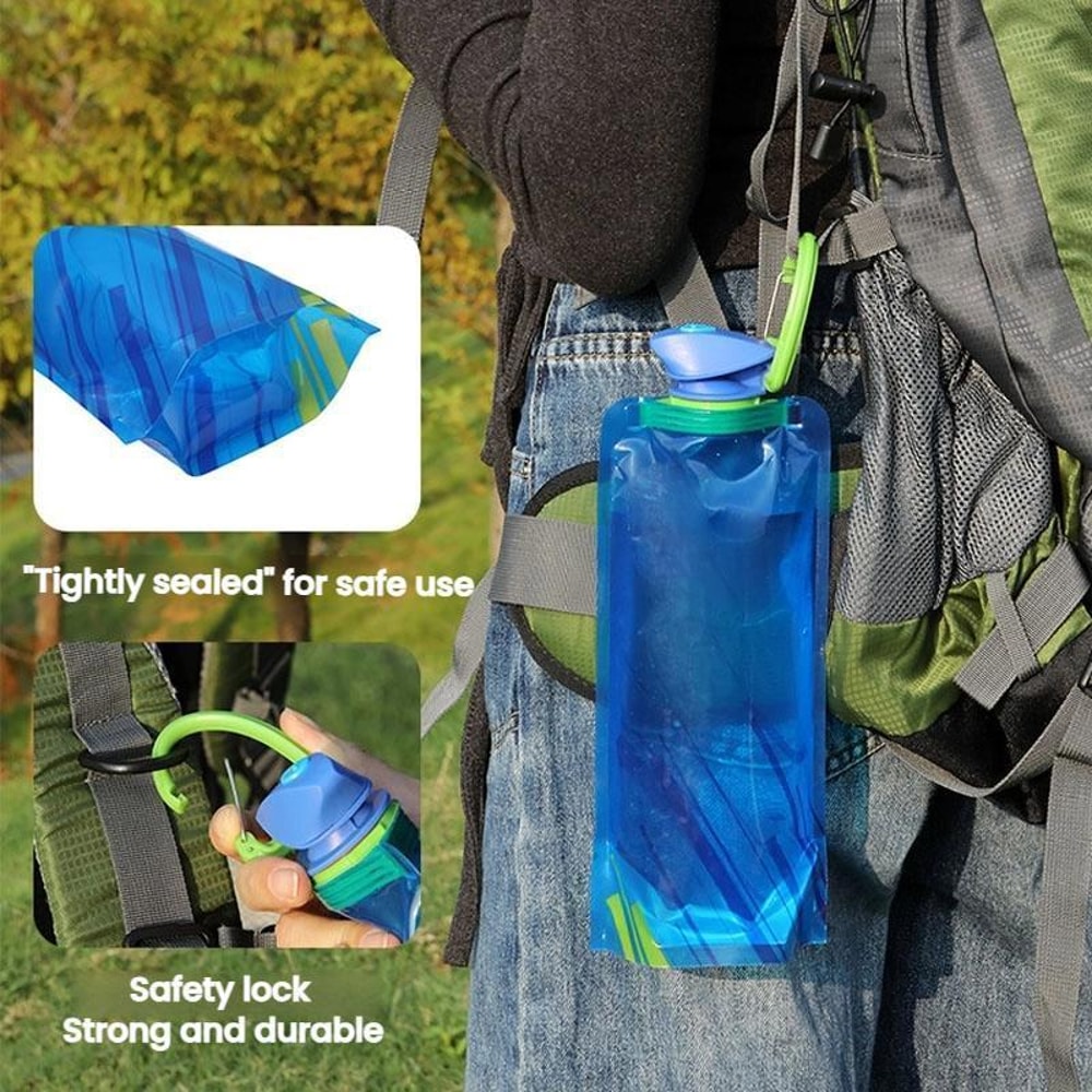 Foldable Hydration Pack Water Bag 700ml BPA Free Portable Collapsible Water Bottle For Outdoor Spor 8