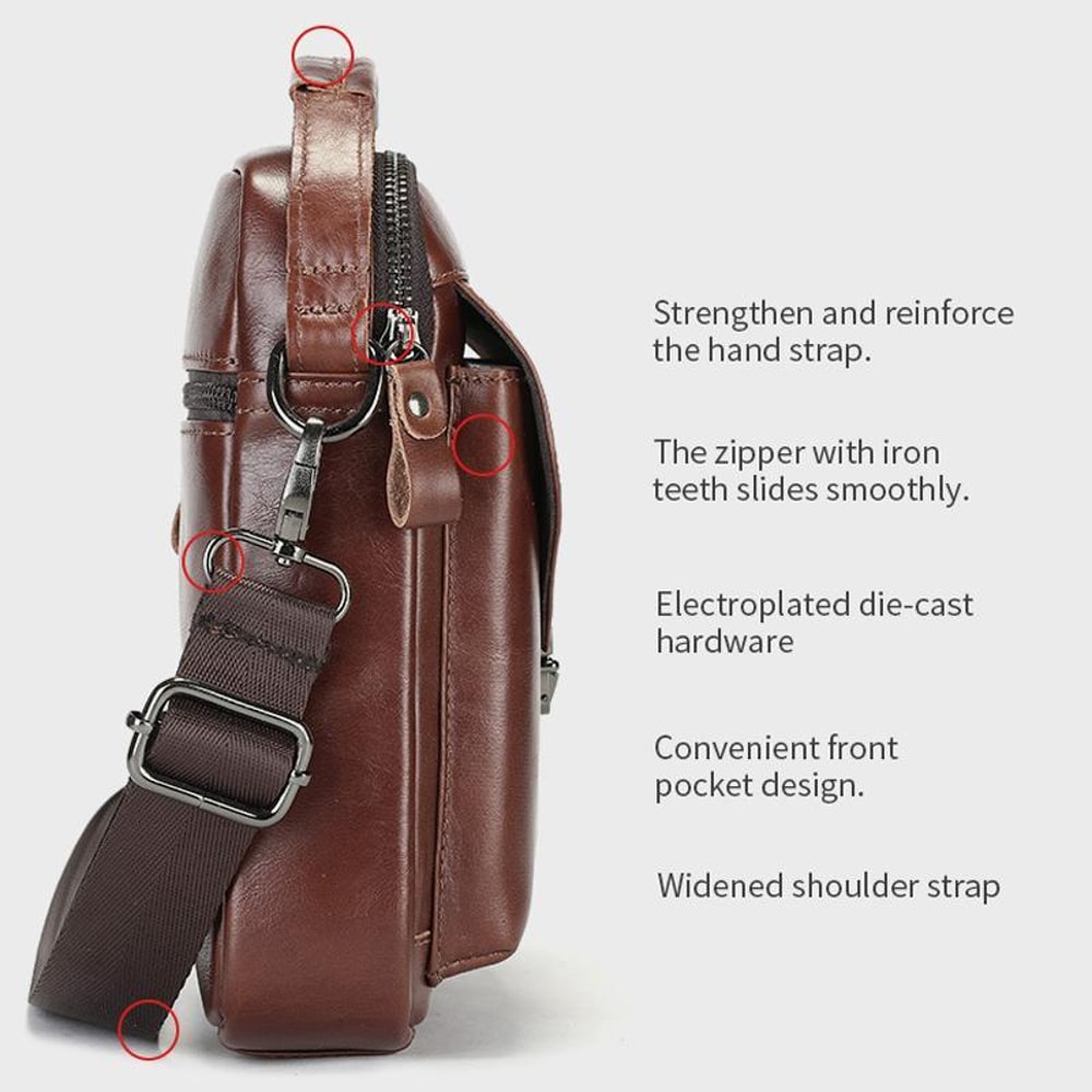Vintage Genuine Leather Crossbody Bag For Men Compact Travel Shoulder Messenger Bag 2