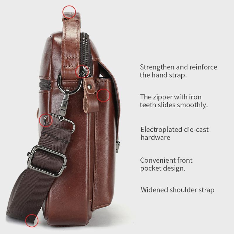 Vintage Genuine Leather Crossbody Bag For Men Compact Travel Shoulder Messenger Bag 2