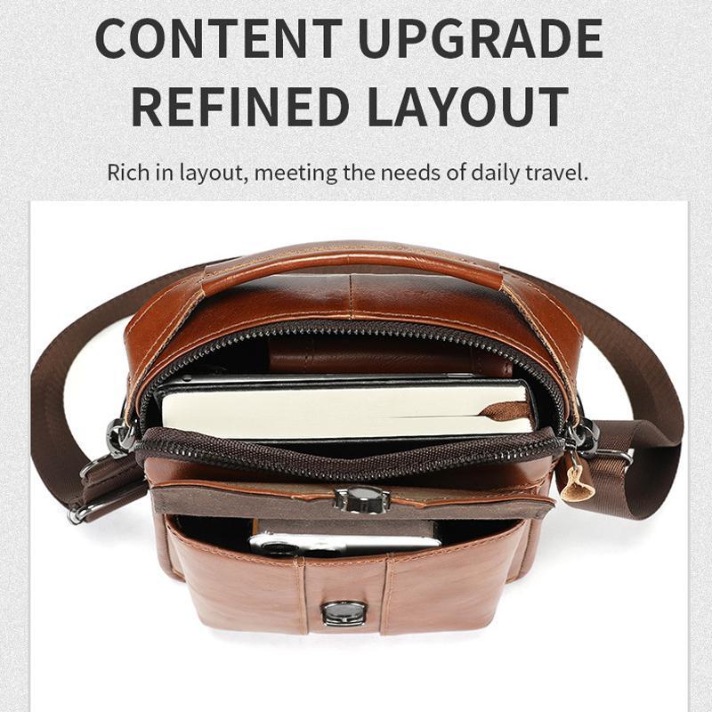 Vintage Genuine Leather Crossbody Bag For Men Compact Travel Shoulder Messenger Bag 3