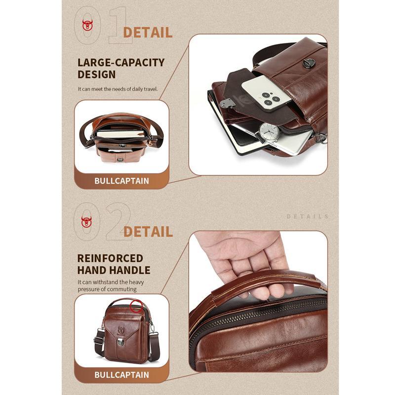 Vintage Genuine Leather Crossbody Bag For Men Compact Travel Shoulder Messenger Bag 5