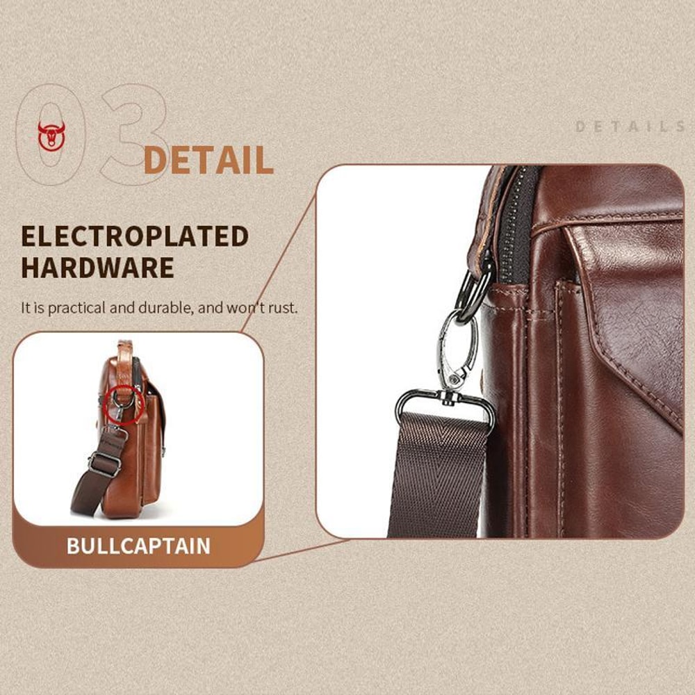Vintage Genuine Leather Crossbody Bag For Men Compact Travel Shoulder Messenger Bag 6