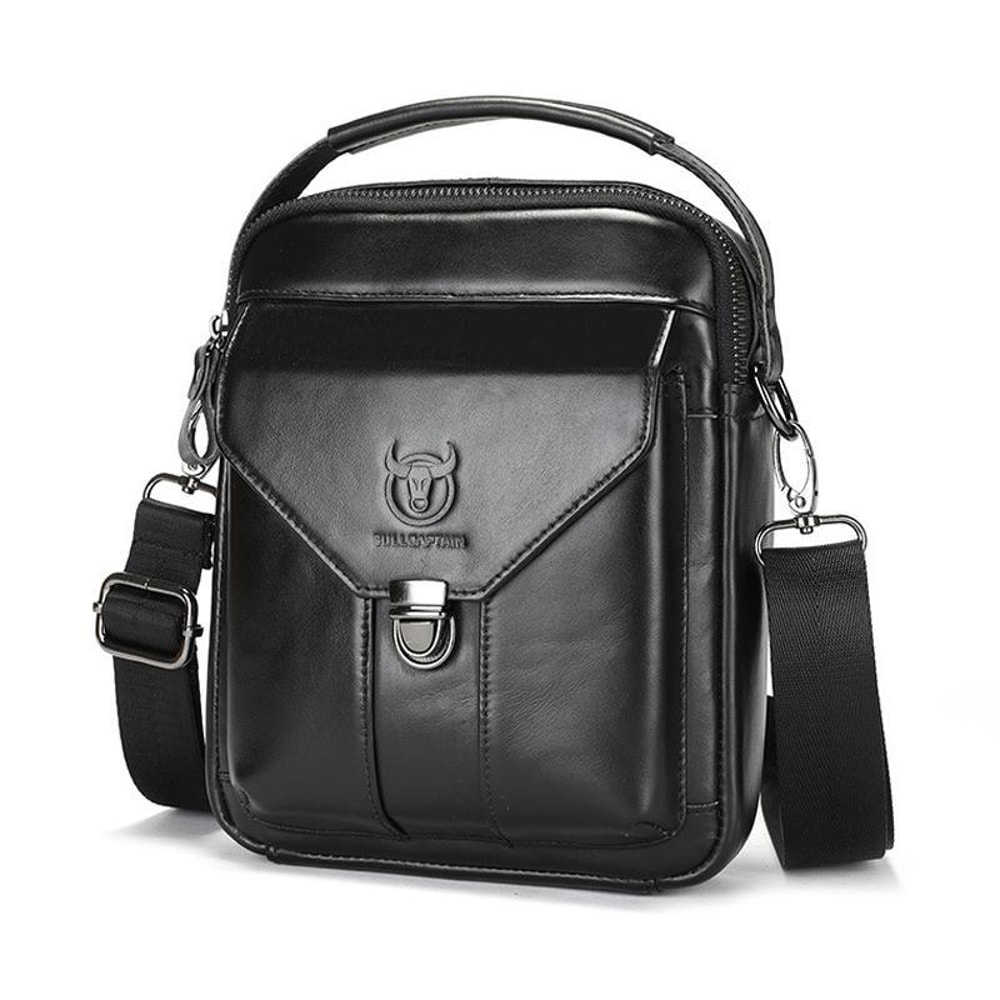 Vintage Genuine Leather Crossbody Bag For Men Compact Travel Shoulder Messenger Bag 9