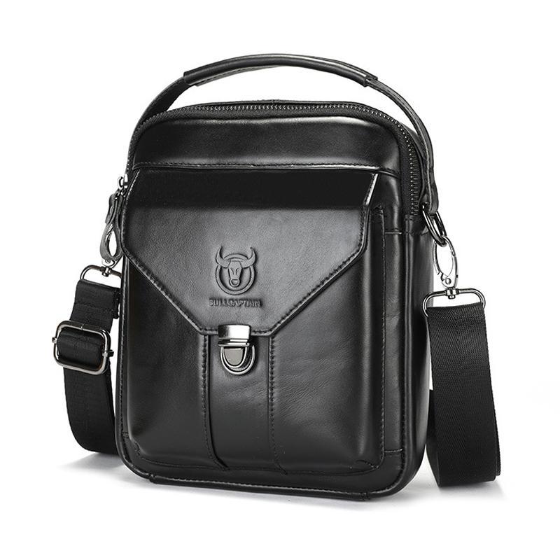 Vintage Genuine Leather Crossbody Bag For Men Compact Travel Shoulder Messenger Bag 9