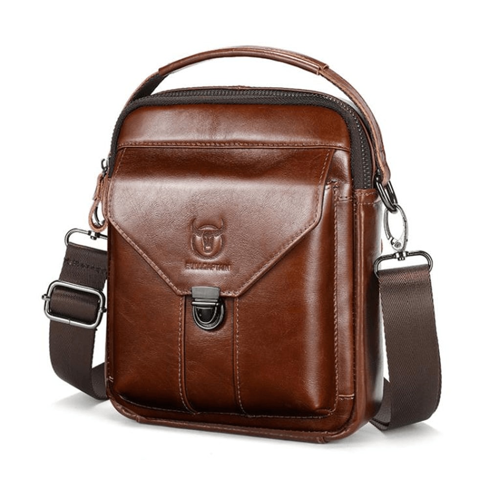 Vintage Genuine Leather Crossbody Bag For Men Compact Travel Shoulder Messenger Bag 7