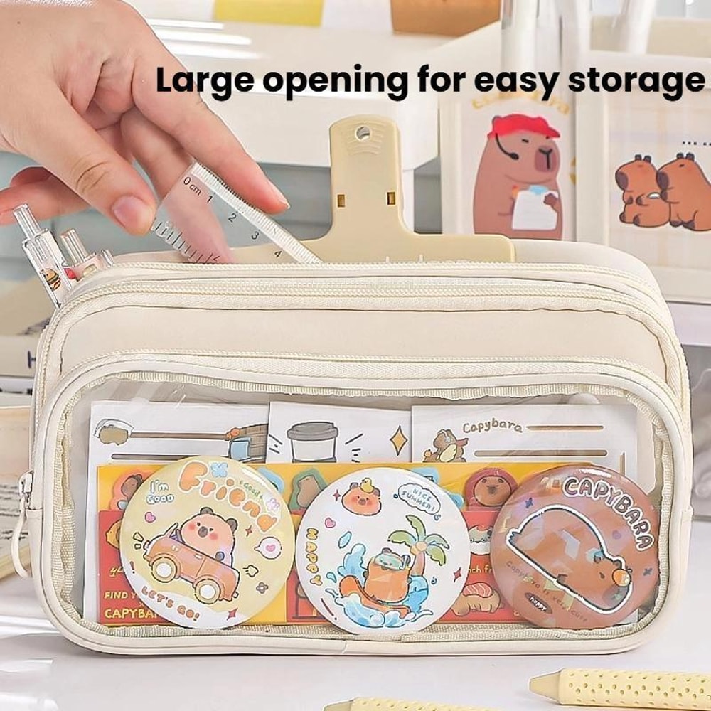10 Layer Transparent Pen Pouch Large Capacity Stationery Organizer For School And Office 1