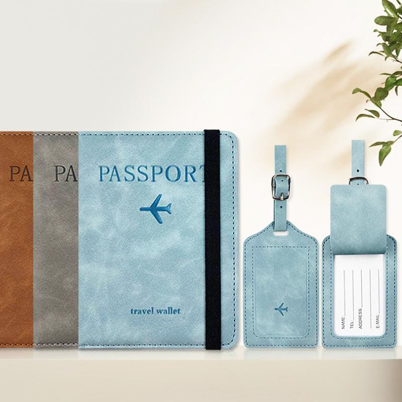 2PCS Premium Luggage Tag Boarding Pass Holder In PU Leather For Secure Travel Essentials 1