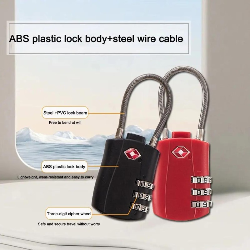 3Digit Cable Luggage Lock For Suitcases Travel Bags Gym Lockers 1