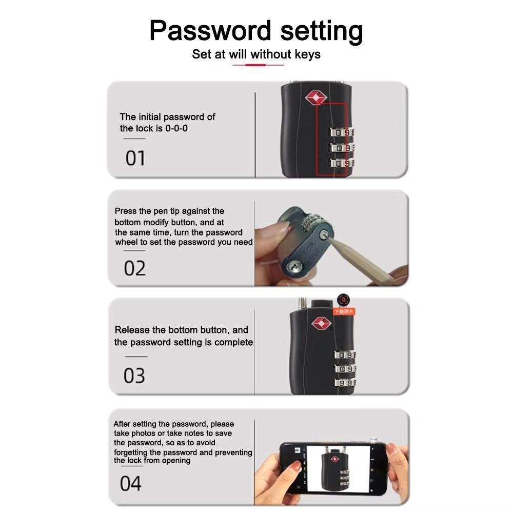3Digit Cable Luggage Lock For Suitcases Travel Bags Gym Lockers 5