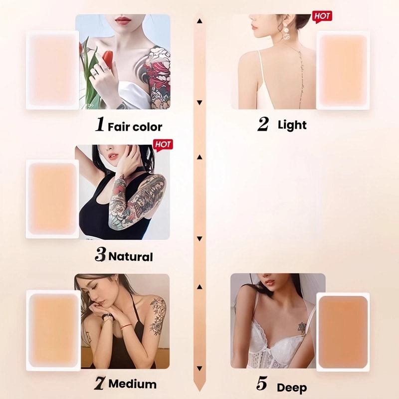 UltraThin Tattoo Cover Up Patch Waterproof Concealer For Scars Birthmarks Skin Imperfections 6PCS 4