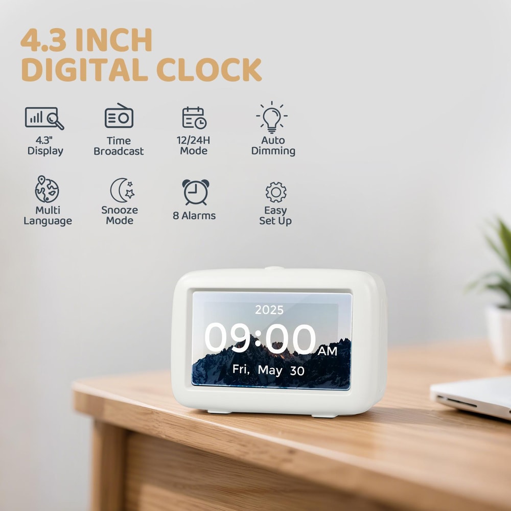 4.3 Inch Digital Dementia Clock with Date Display and Auto Brightness