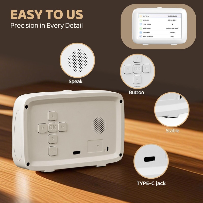 4.3 Inch Digital Dementia Clock with Date Display and Auto Brightness