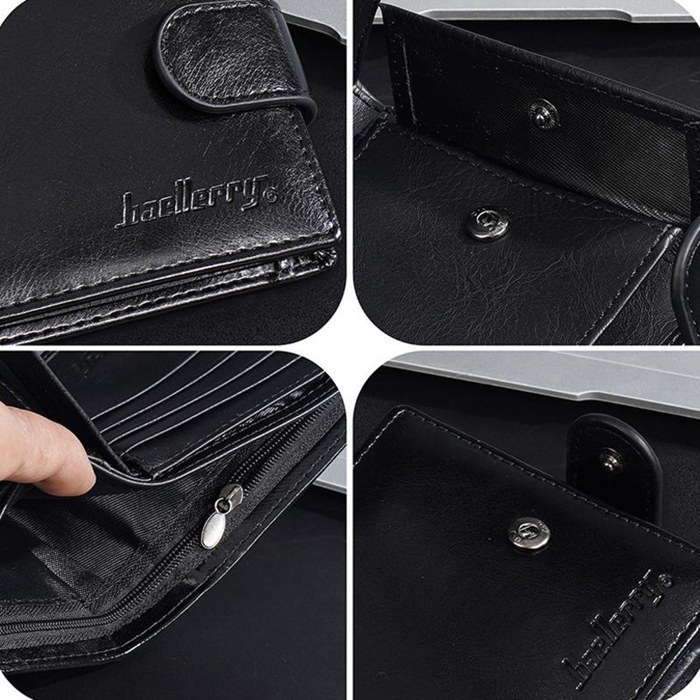 Vintage RFID Mens Wallet With Zipper Coin Pocket And Multi Card Slots 2