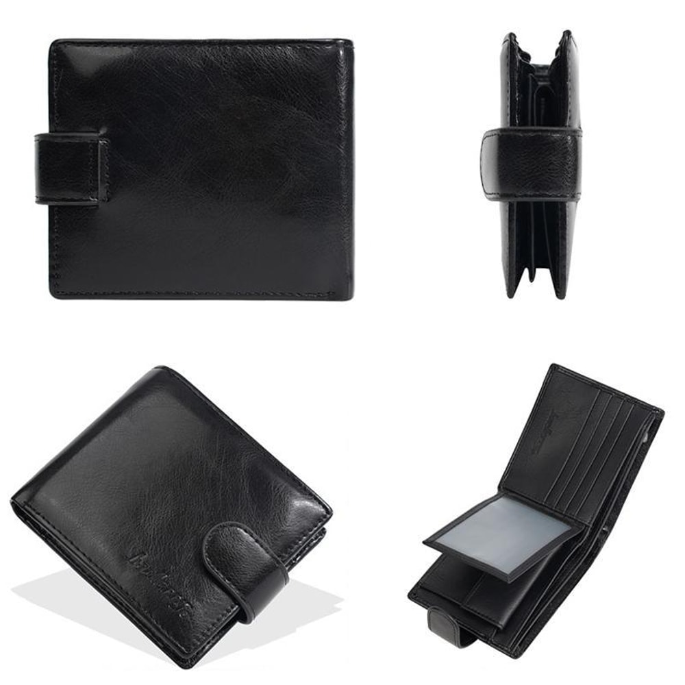 Vintage RFID Mens Wallet With Zipper Coin Pocket And Multi Card Slots 3
