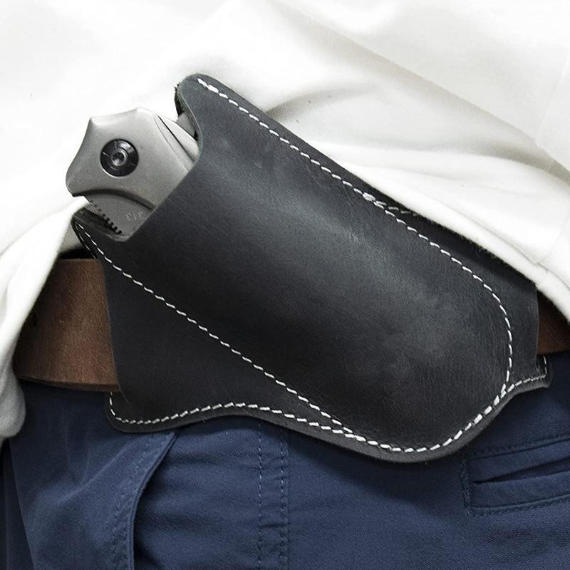 Cowhide Folding Knife Sheath Belt Pouch For Camping Hunting Everyday Carry 0