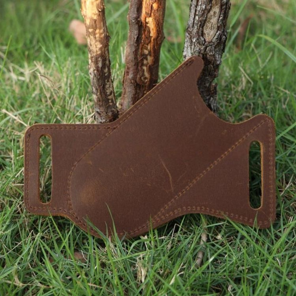 Cowhide Folding Knife Sheath Belt Pouch For Camping Hunting Everyday Carry 5
