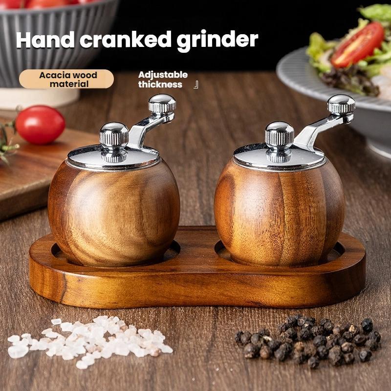 Wood Manual Pepper Grinder With Ceramic Core Adjustable Spice Mill 1
