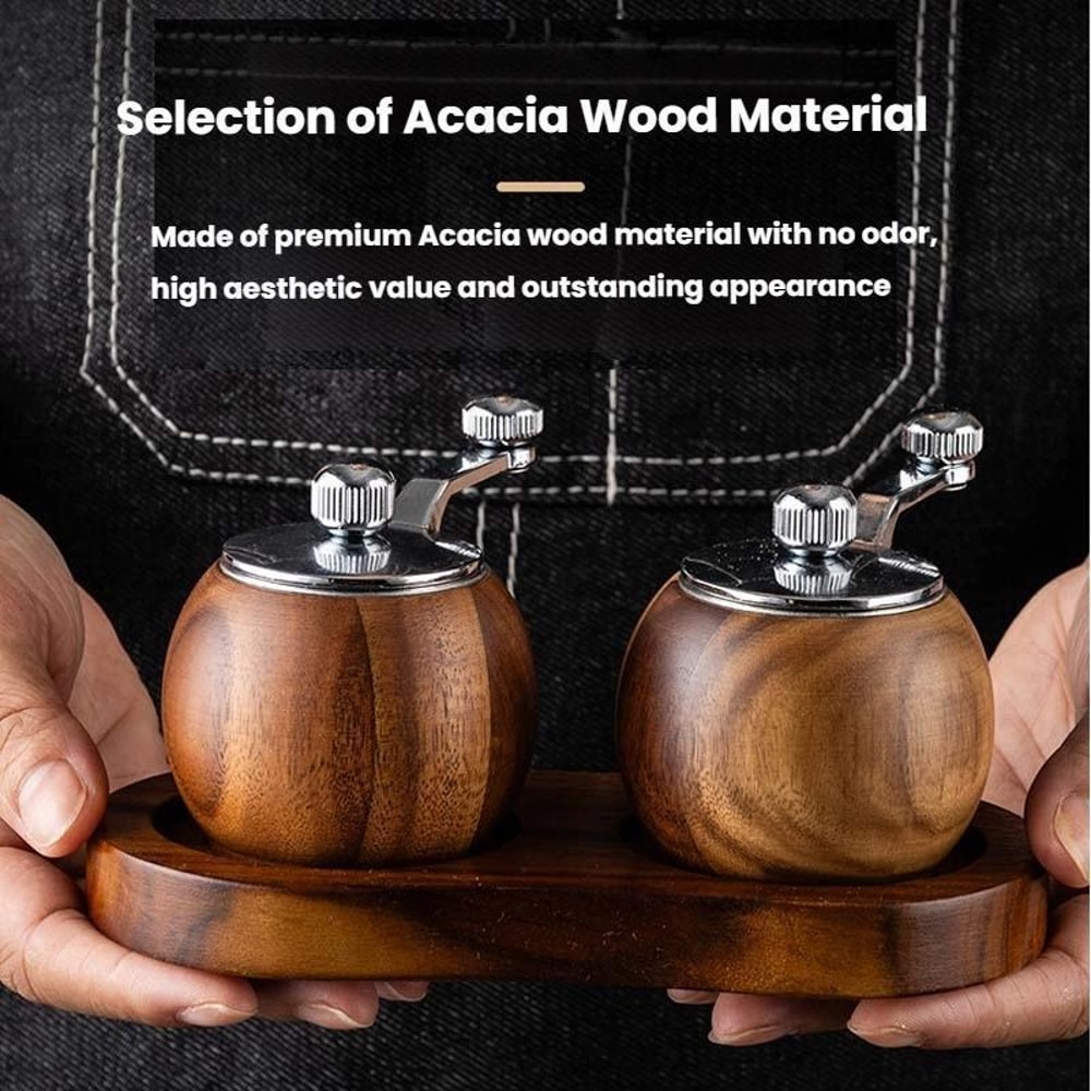 Wood Manual Pepper Grinder With Ceramic Core Adjustable Spice Mill 4