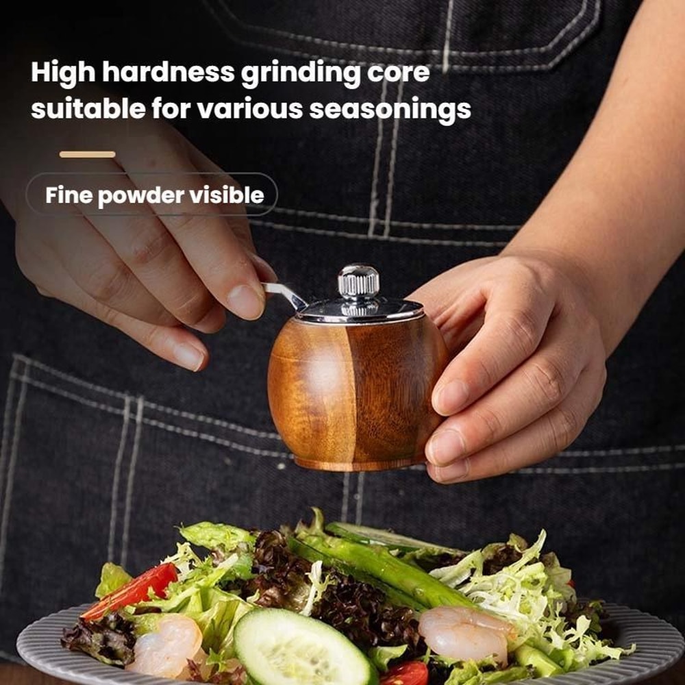 Wood Manual Pepper Grinder With Ceramic Core Adjustable Spice Mill 5