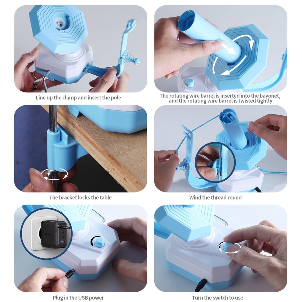 USB Electric Yarn Ball Winder Machine for Knitting & Crochet Quiet Portable Wool Winder