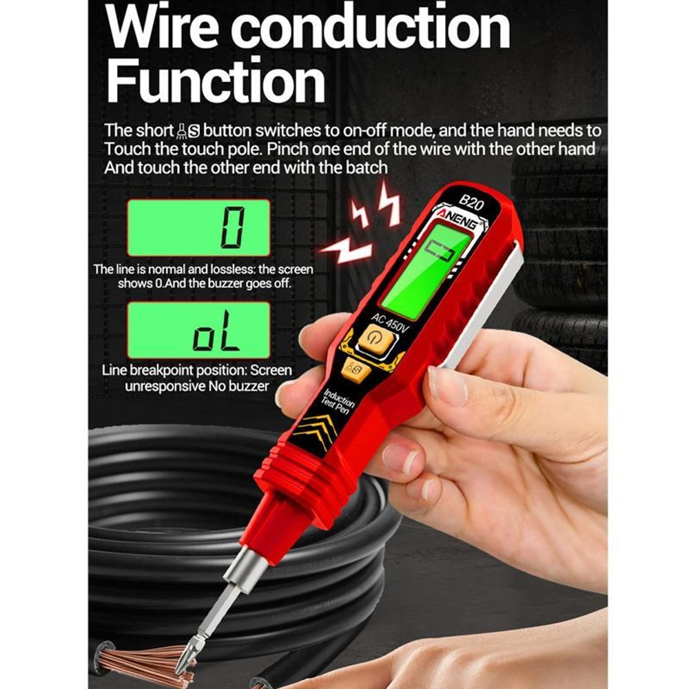 Smart Voltage Tester Pen with Digital Display & Non-Contact Breakpoint Detection