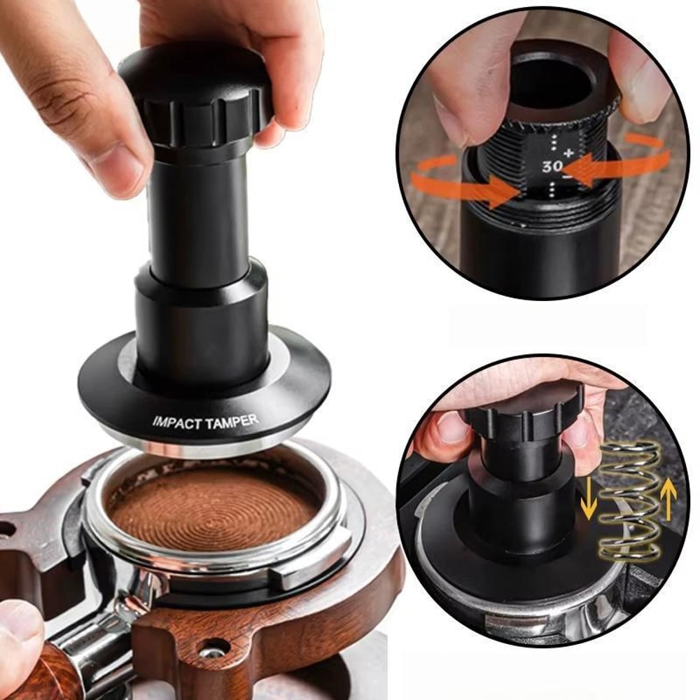 Precision Impact Espresso Tamper Adjustable Spring Loaded Coffee Tamper With Stainless Steel Base 3