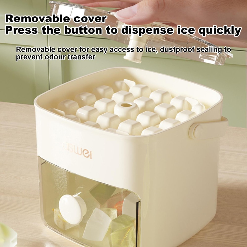 Double Layer Ice Cube Tray with Lid and Bin Easy Push Release Ice Maker