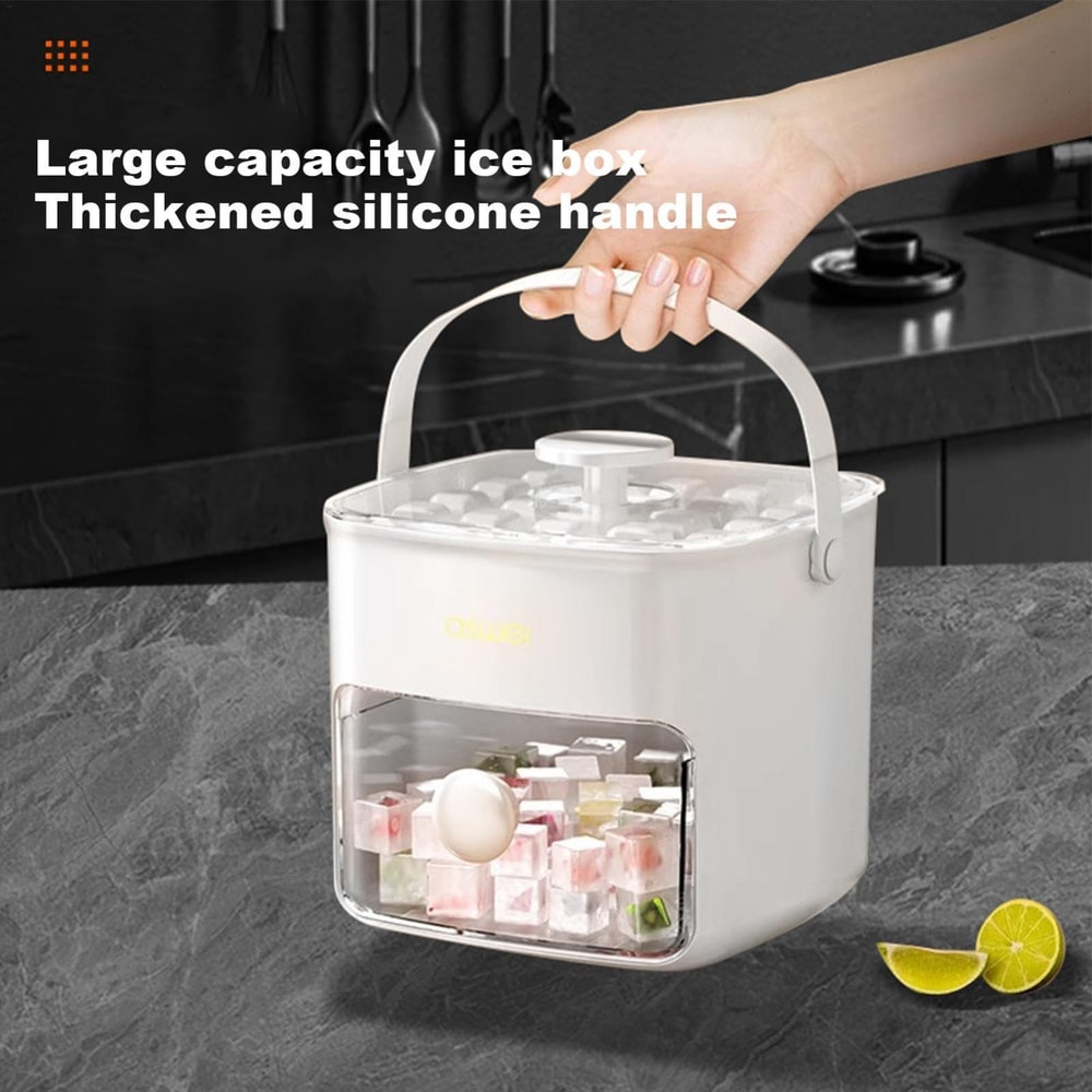 Double Layer Ice Cube Tray with Lid and Bin Easy Push Release Ice Maker