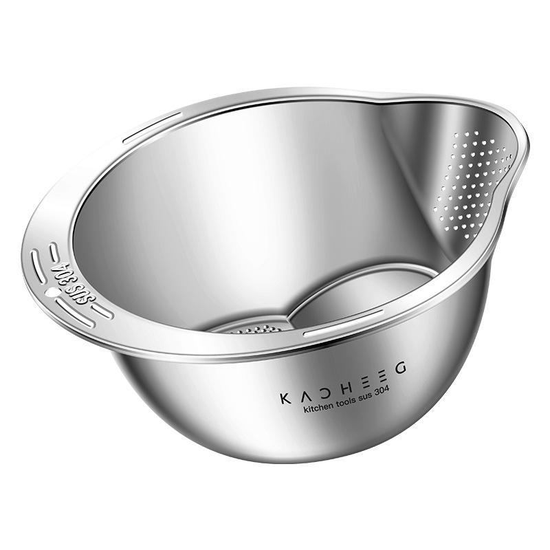 304 Stainless Steel Colander Bowl for Rice, Pasta & Vegetable Washing