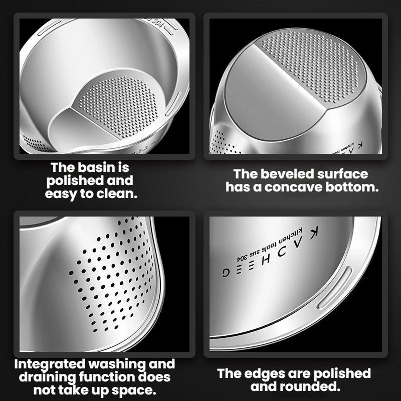 304 Stainless Steel Colander Bowl for Rice, Pasta & Vegetable Washing
