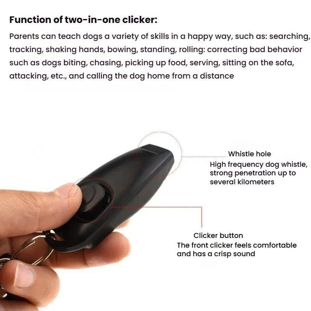 2in1 Dog Training Clicker Dog Whistle With Adjustable Wristband For Pet Obedience Training 4