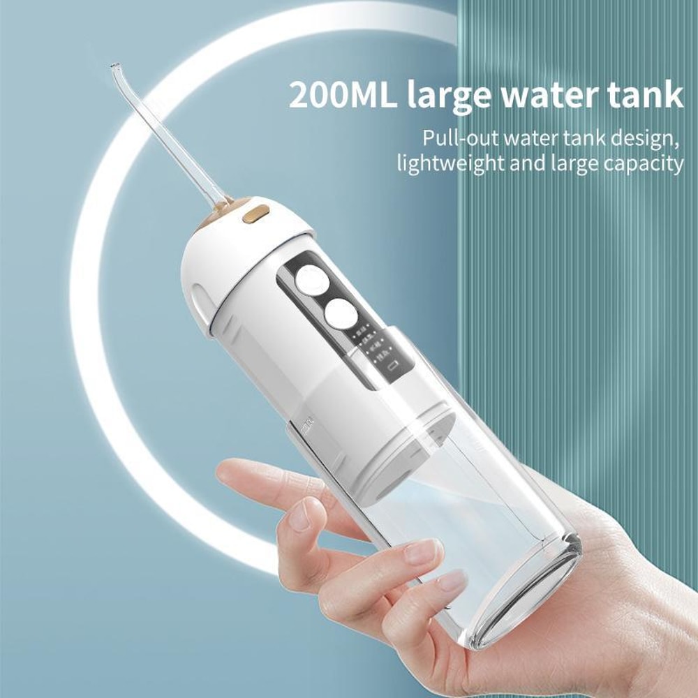 Portable Water Flosser For Teeth Cleaning With Retractable 200ml Tank 4 Cleaning Modes 7