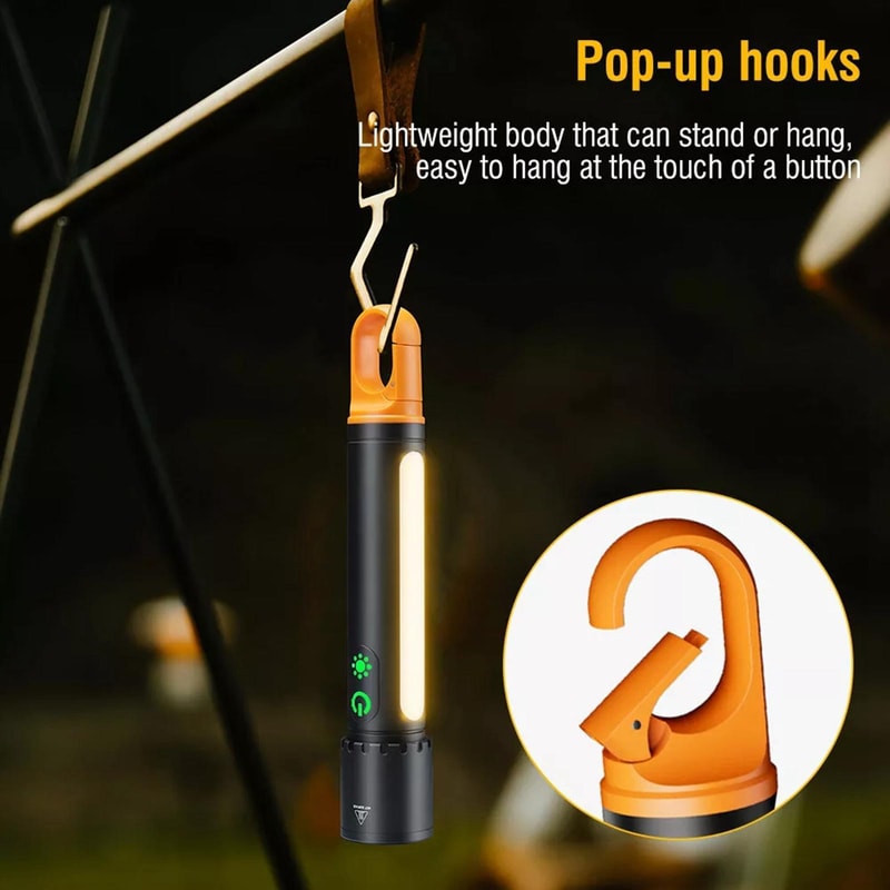 Waterproof Tactical Flashlight With Zoom COB Emergency Light 9