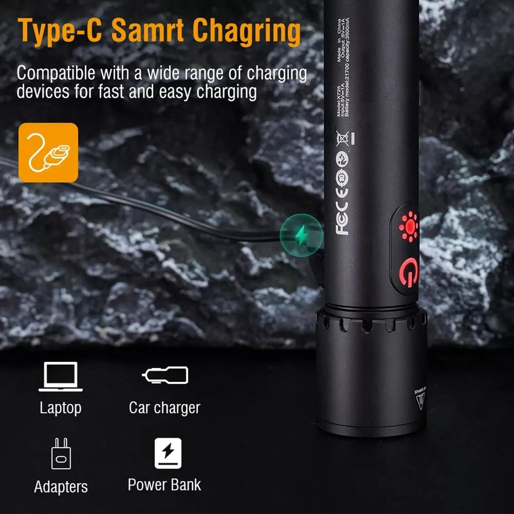 Waterproof Tactical Flashlight With Zoom COB Emergency Light 10