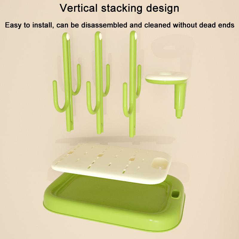 Baby Bottle Drying Rack With Brush Holder And Fast Drain Tray For Bottles Nipples 3