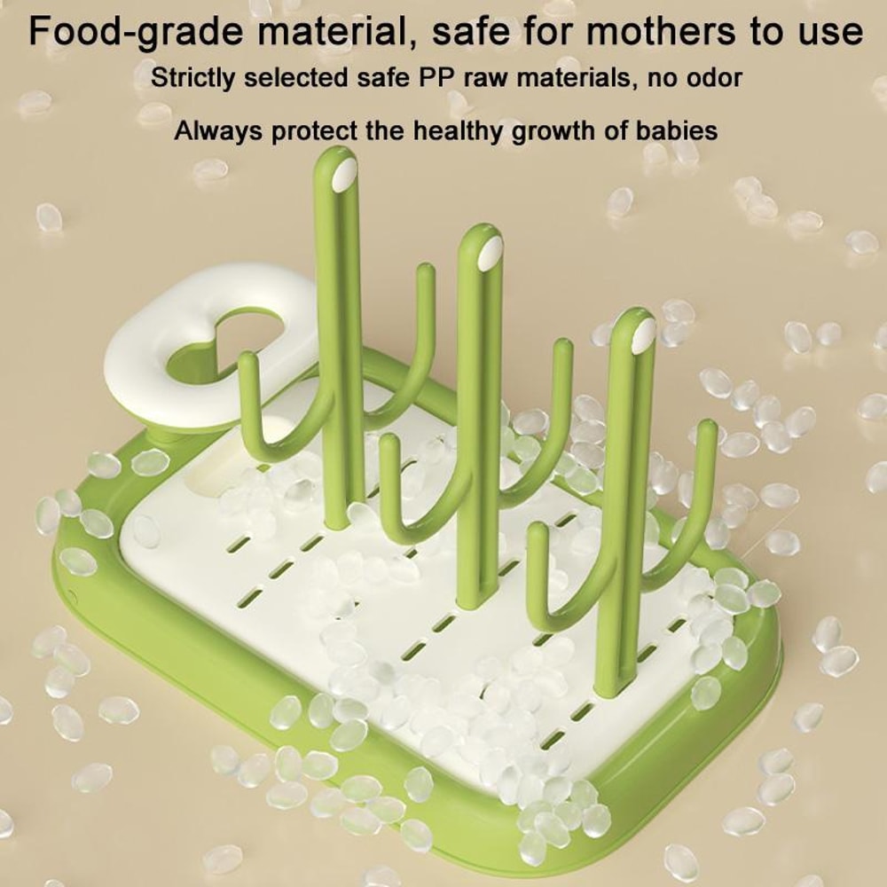Baby Bottle Drying Rack With Brush Holder And Fast Drain Tray For Bottles Nipples 5