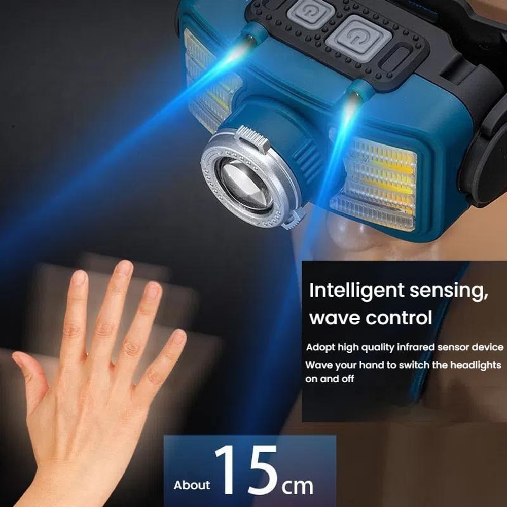 COB Motion Sensor LED Headlamp Rechargeable Mini Fishing And Camping Light 9