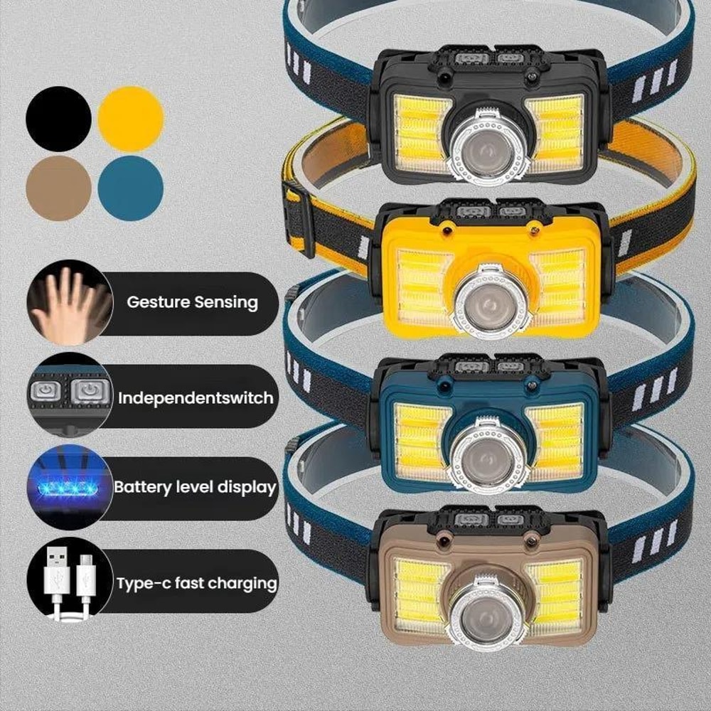 COB Motion Sensor LED Headlamp Rechargeable Mini Fishing And Camping Light 1