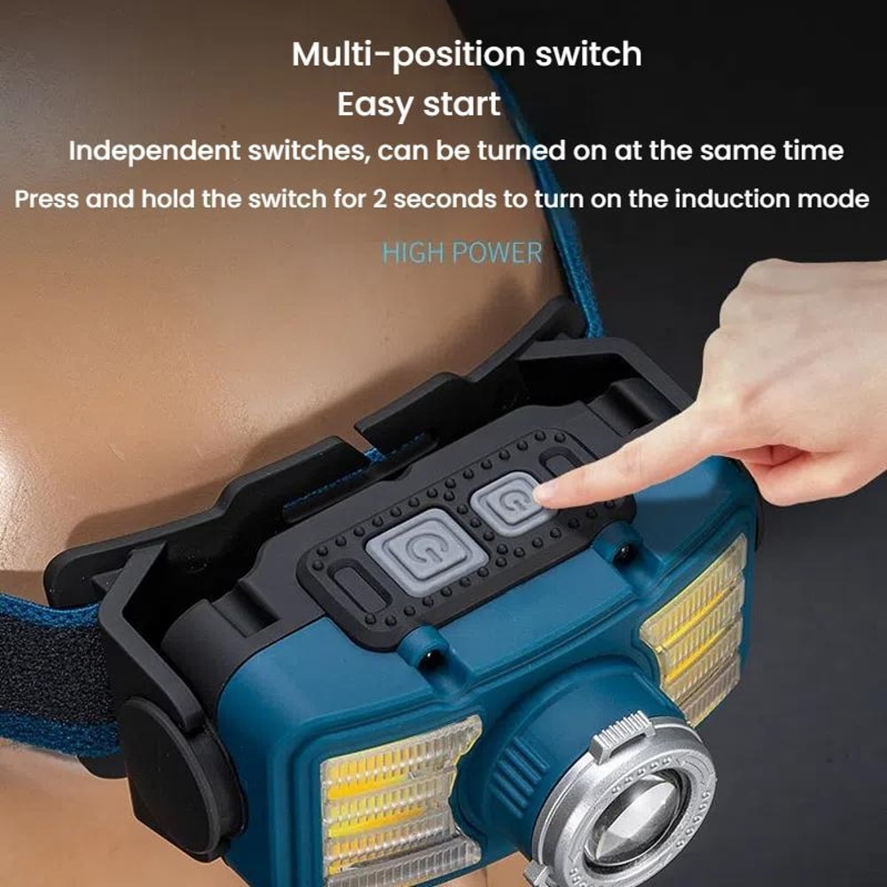 COB Motion Sensor LED Headlamp Rechargeable Mini Fishing And Camping Light 7