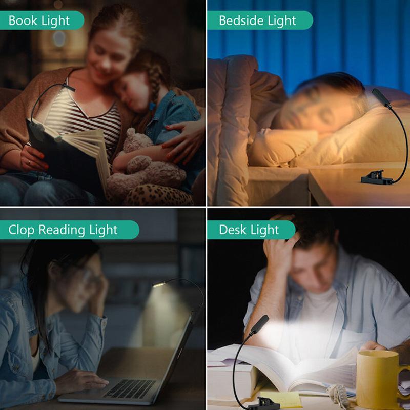 Rechargeable Book Light Clip On Reading Lamp With Adjustable Brightness 3 Color Modes 8