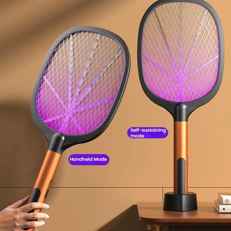 2-in-1 Rechargeable Electric Mosquito Swatter with UV Bug Zapper Light