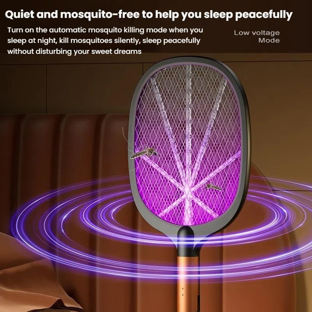 2-in-1 Rechargeable Electric Mosquito Swatter with UV Bug Zapper Light
