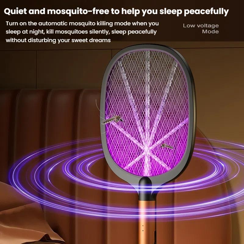 2-in-1 Rechargeable Electric Mosquito Swatter with UV Bug Zapper Light