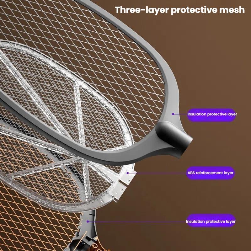 2-in-1 Rechargeable Electric Mosquito Swatter with UV Bug Zapper Light