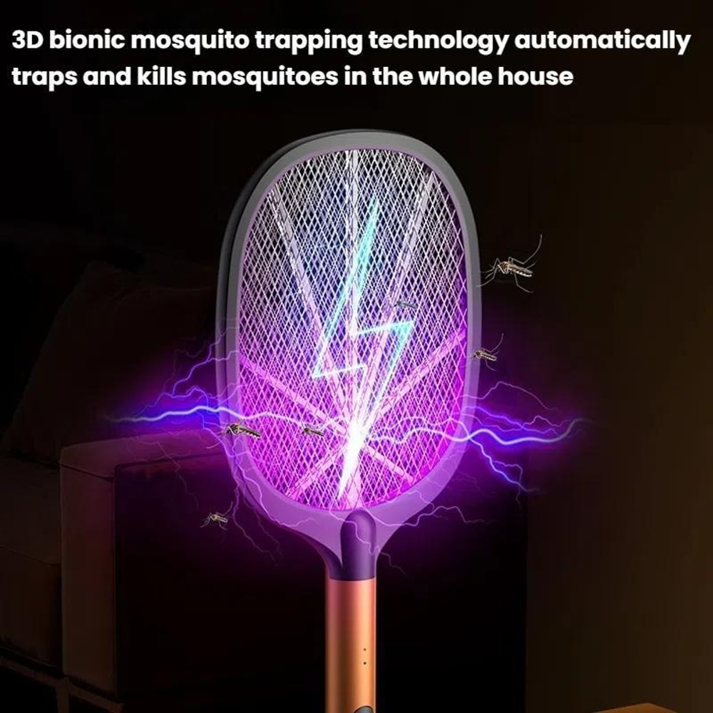 2-in-1 Rechargeable Electric Mosquito Swatter with UV Bug Zapper Light
