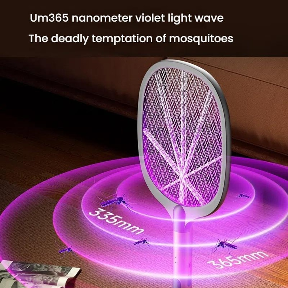 2-in-1 Rechargeable Electric Mosquito Swatter with UV Bug Zapper Light