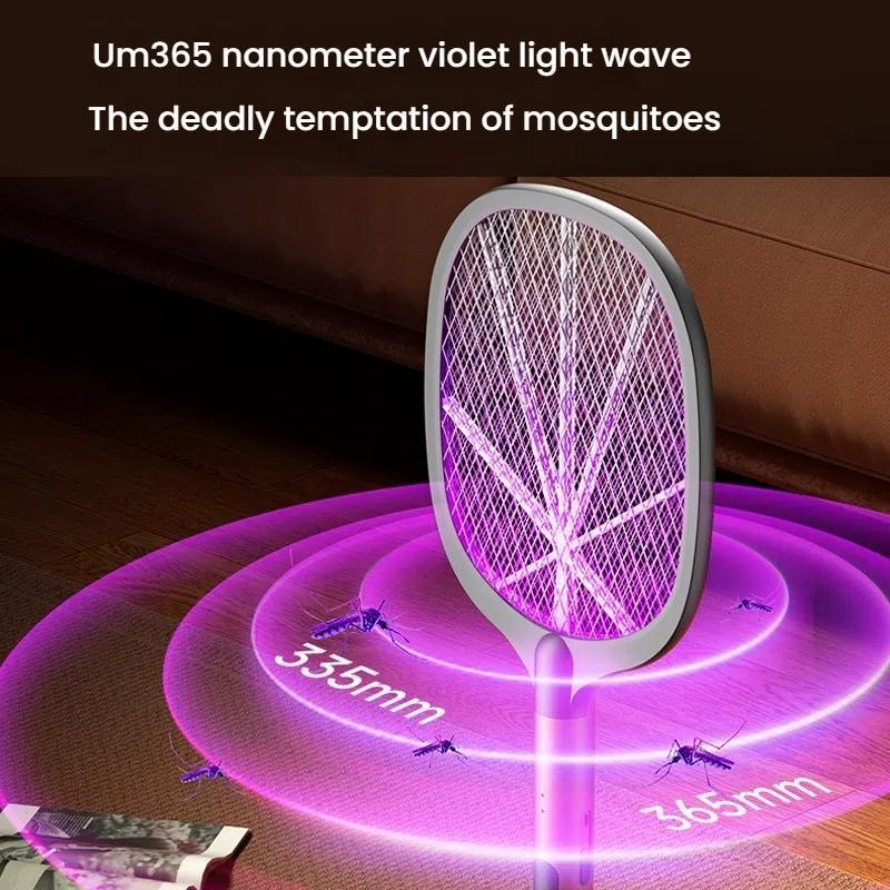 2-in-1 Rechargeable Electric Mosquito Swatter with UV Bug Zapper Light