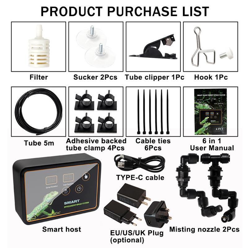 Smart Reptile Misting System with Timer for Terrariums and Rainforest Habitats