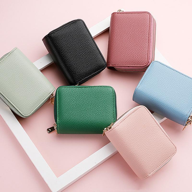 Large Capacity Card Holder Wallet With Double Zipper PU Leather Organizer For Women Men 1