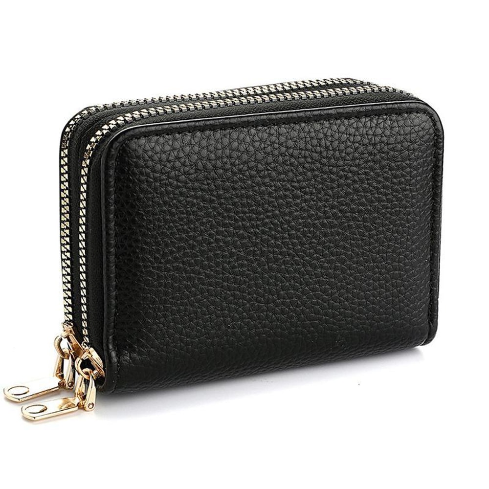 Large Capacity Card Holder Wallet With Double Zipper PU Leather Organizer For Women Men 3